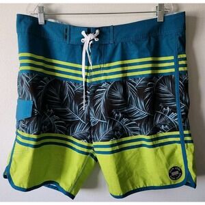 Ron Jon Surf‎ Shop Mens Size 38 Tropical Hawaiian Print Board Shorts Swim Trunks